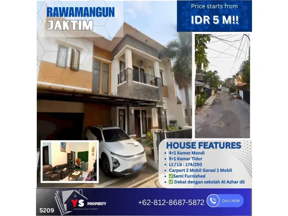 Rumah Mewah Rawamangun Harga 5M?! Lokasi Dekat Arion Mall! S209