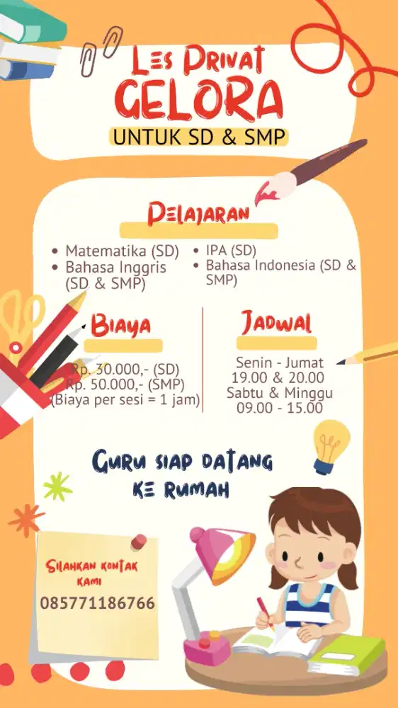 Jasa privat les untuk SD dan SMP