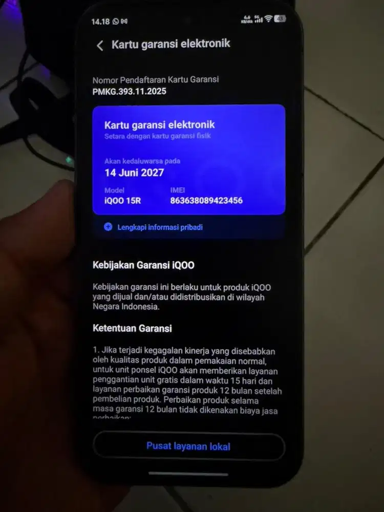 Iqoo 15r 8/256 full set