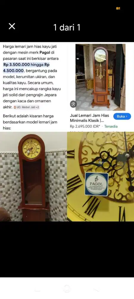 Jam almari jati asli