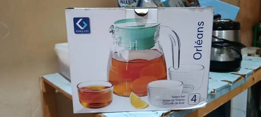 NEW Teapot Set KIMGLASS Orléans Murah Isi 5 pcs (1 Teko + 4 Gelas)