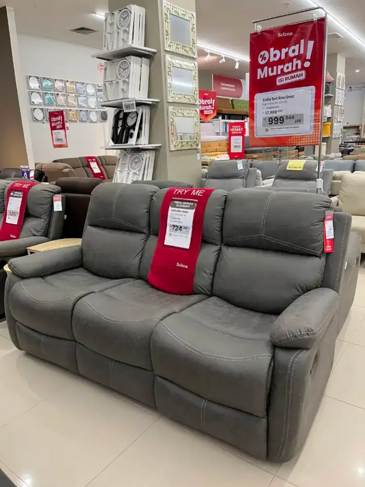 Selma Nathan Sofa Reclainer Fabric 3 seater