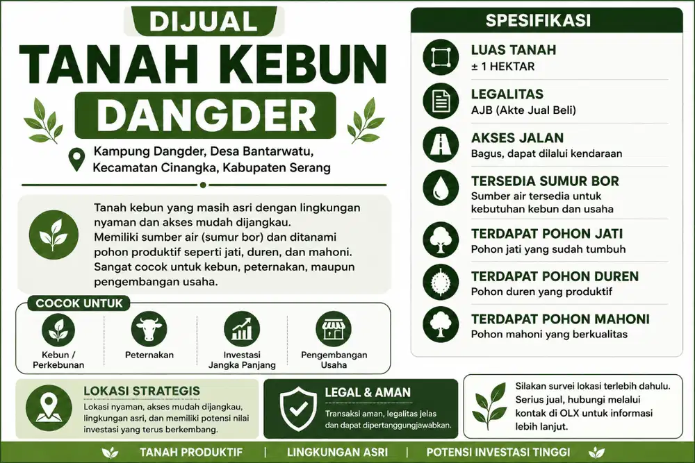DIJUAL TANAH KEBUN DANGDER