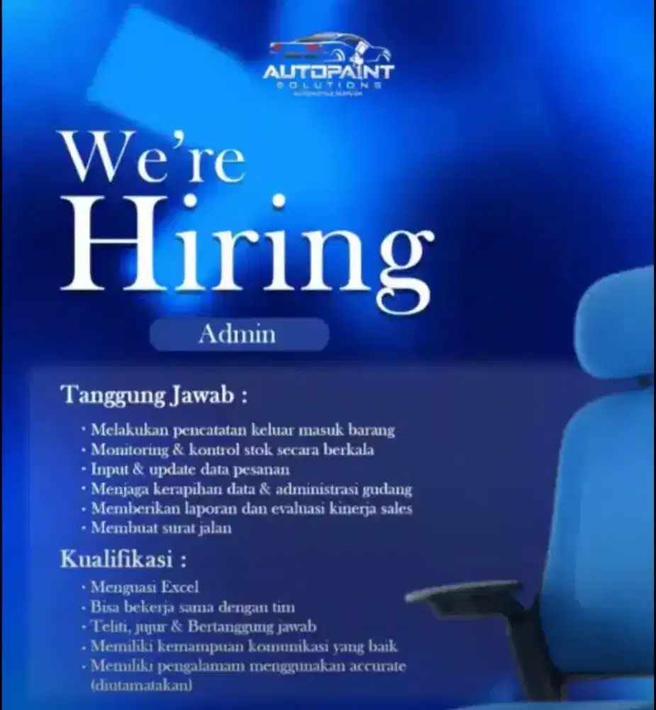 Dibutuhkan lowongan admin sales