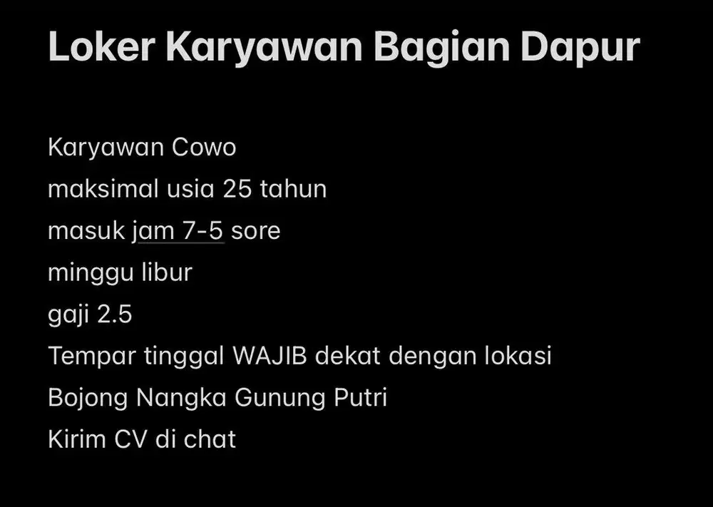 Loker Buat Cowo