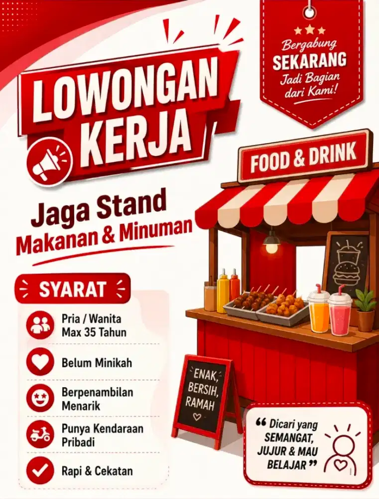Jaga stand makanan dan minuman harapan jaya bekasi