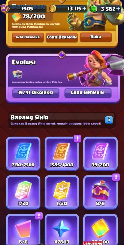 Clash Royale lvl 16 lengkap kartu ada gold tdk mobile legend free fire