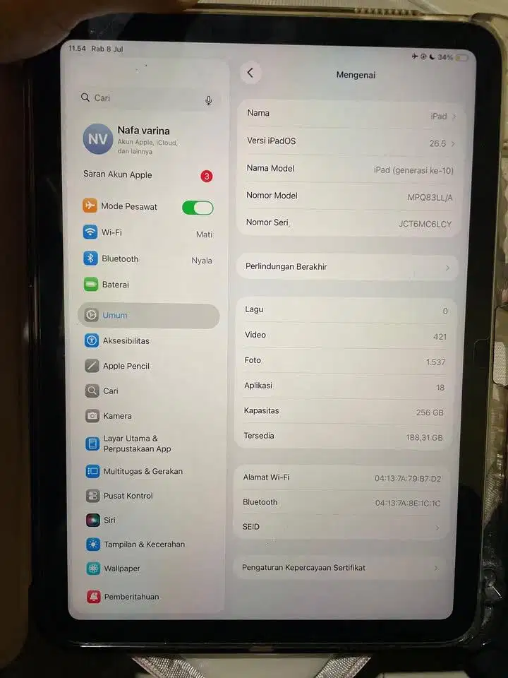 (BU) IPAD 10 SILVER 256GB