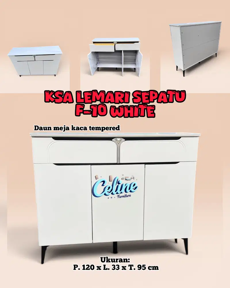 LEMARI SEPATU PENDEK IMPORT ELEGAN F-10 White