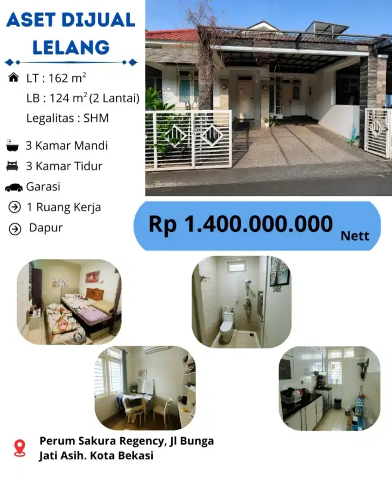 Dijual Rumah 1 Lantai Perumahan Sakura Regency