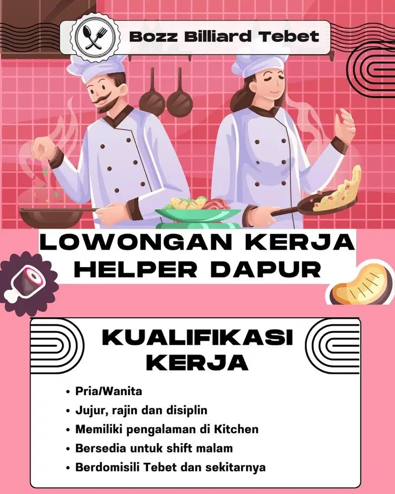 LOWONGAN KERJA HELPER DAPUR