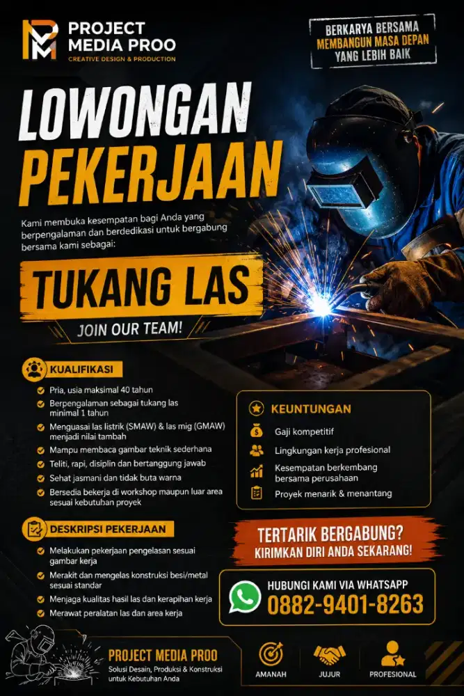 Di butuhkan 1 orang tukang las