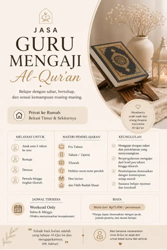 Jasa Bimbingan Belajar Al Qur'an