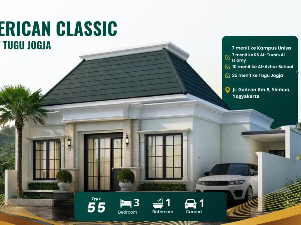 Dijual Rumah Mewah Baru Godean SHM Desain American Style