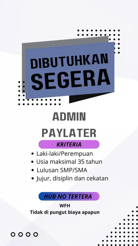 ADMIN PAYLATER WFH
