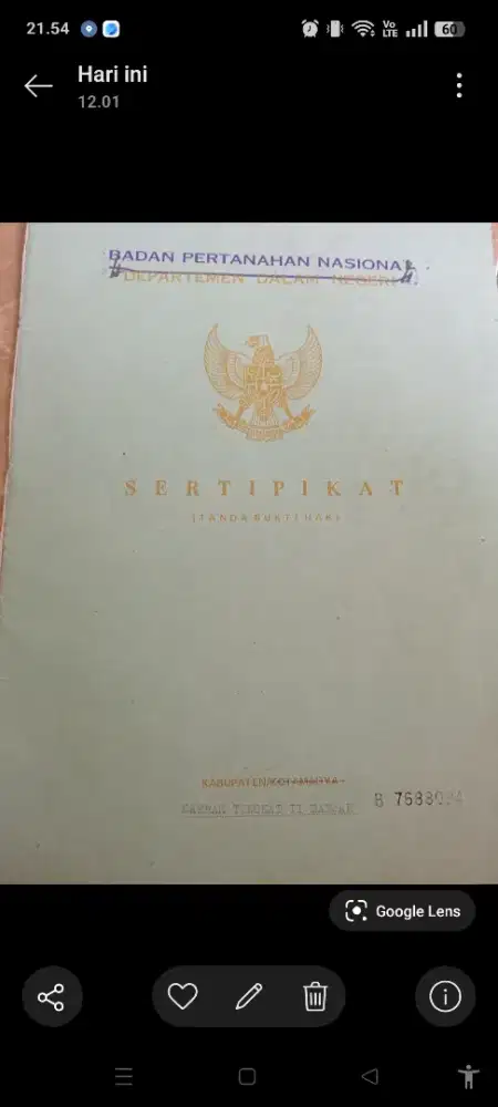 Dijual tanah dan bangunan