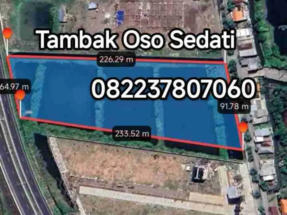 Tanah 16000m2 Tambak oso belakang Bandara juanda