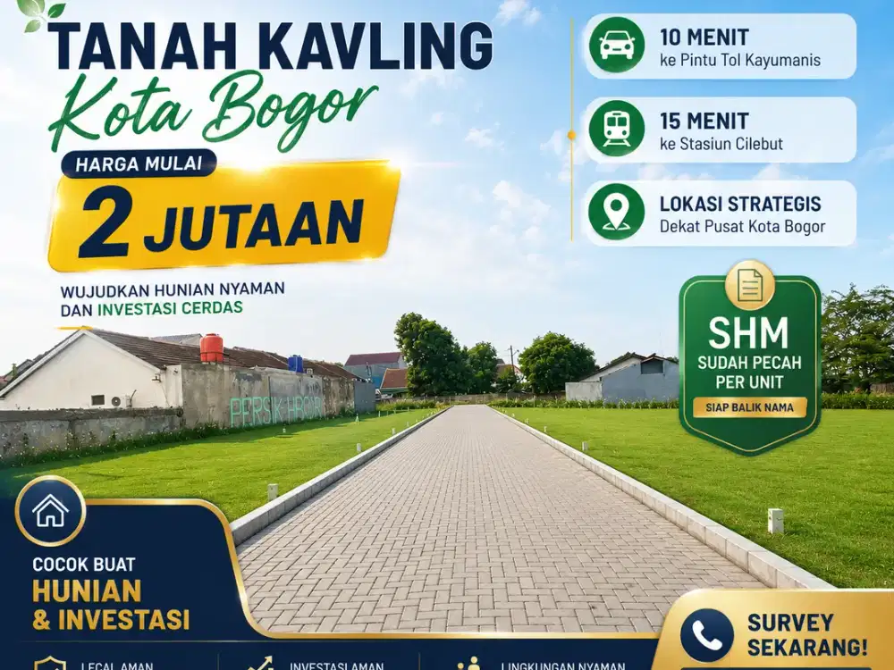 Tanah Murah Siap Bangun Hunian, Dekat Pintu Tol Kayu Manis, SHM Pecah