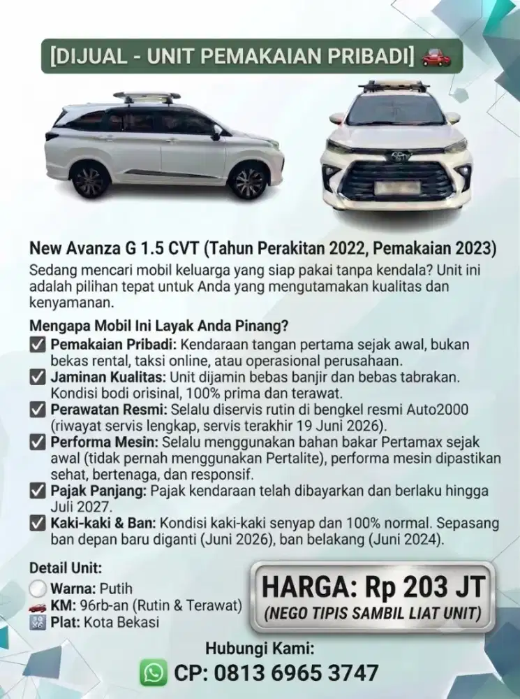 All New Avanza 1.5 G CVT 2022 Putih