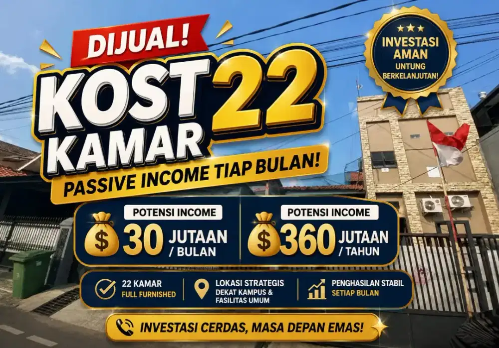 JUAL KOST KOSAN 22 KAMAR AREA CIPINANG MELAYU MAKASAR JAKARTA TIMUR