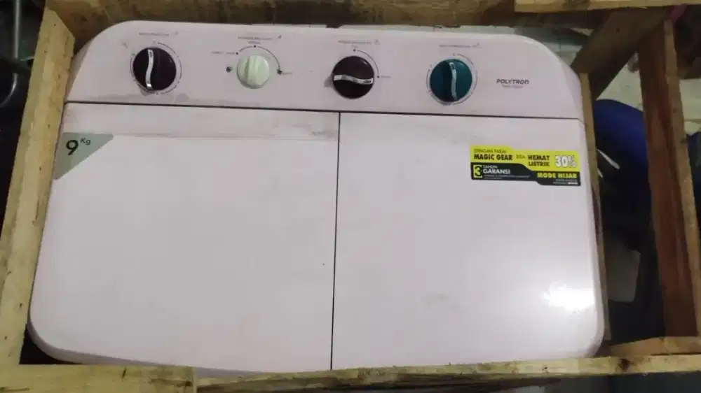 Mesin Cuci 2 Tabung Polytron 9 Kg (Siap Pakai)