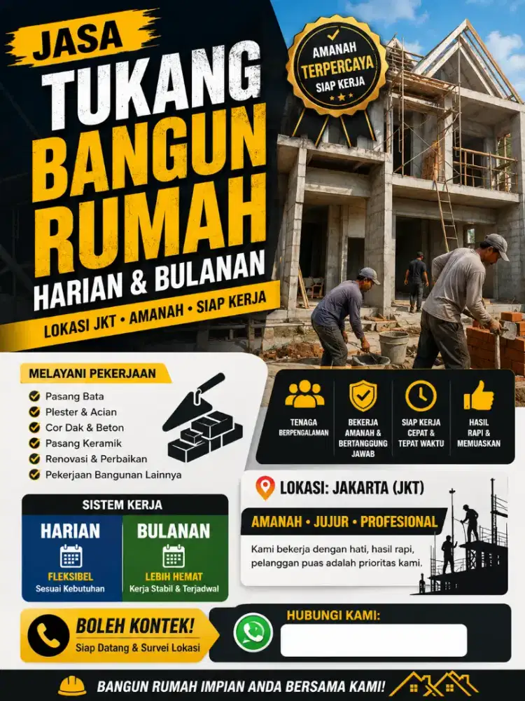 Tukang bangunan siap kerja