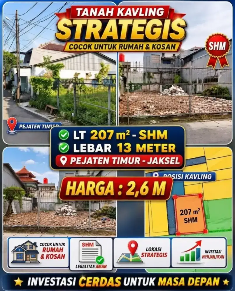 TANAH KAVLING COCOK BANGUN KOST KOSAN PEJATEN TIMUR PASAR MINGGU