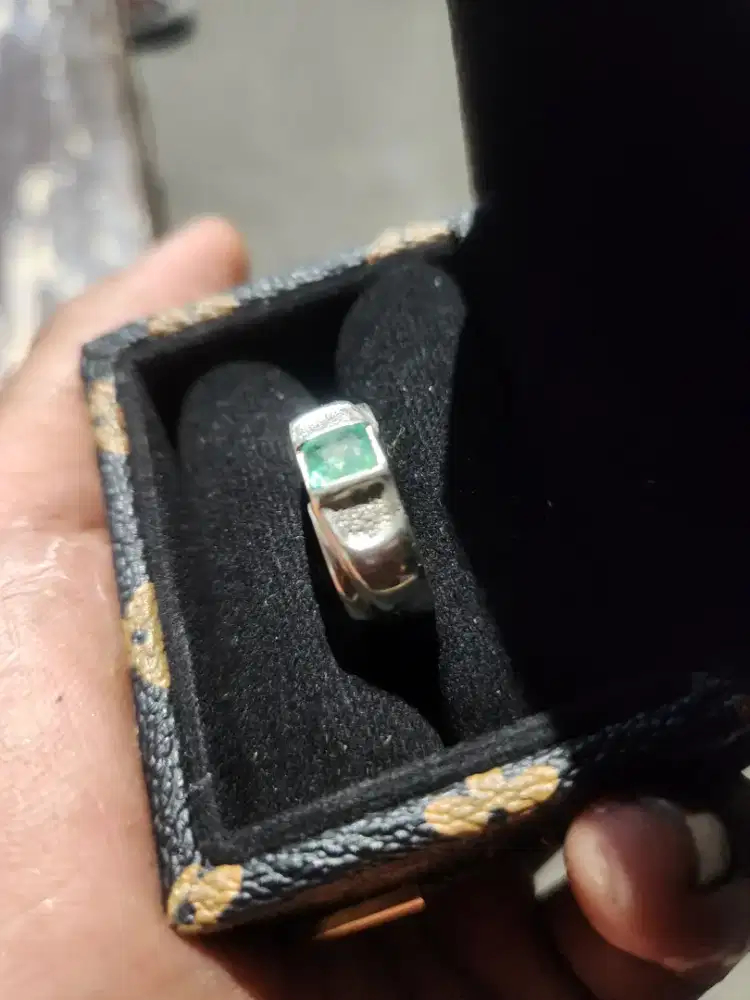 Cincin batu zambrut ring perak