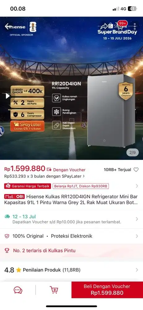 Kulkas hisense satu pintu