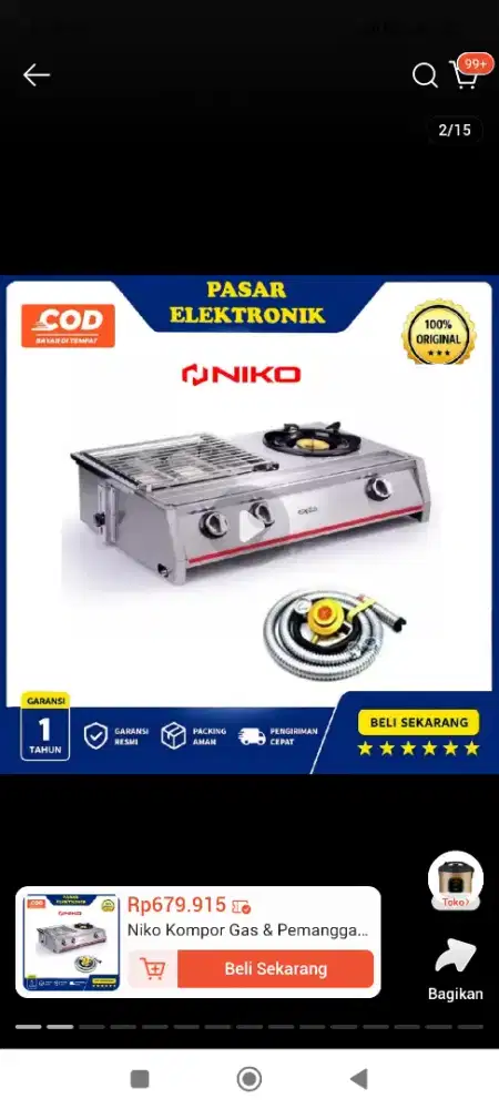Kompor 2 tungku untuk bakar bakar