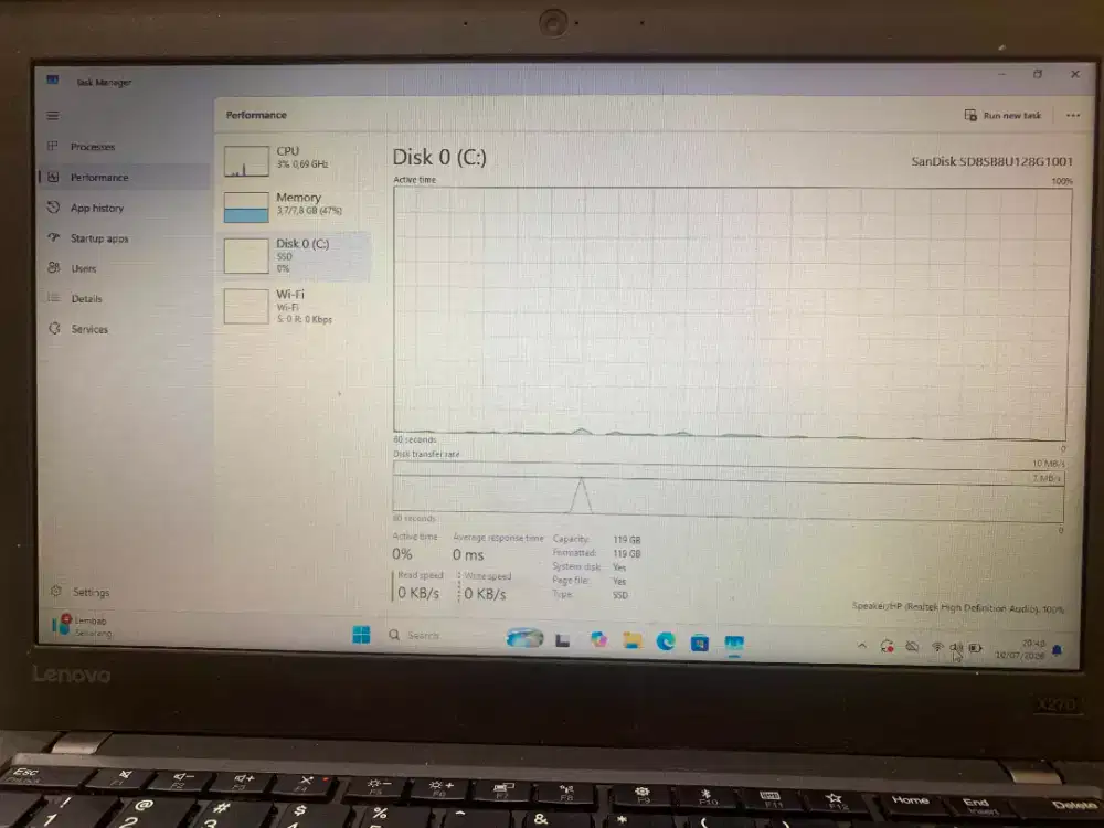 Lenovo Thinkpad X270 ram 8 SSD 128 gen 7 core i5 normal semua nya