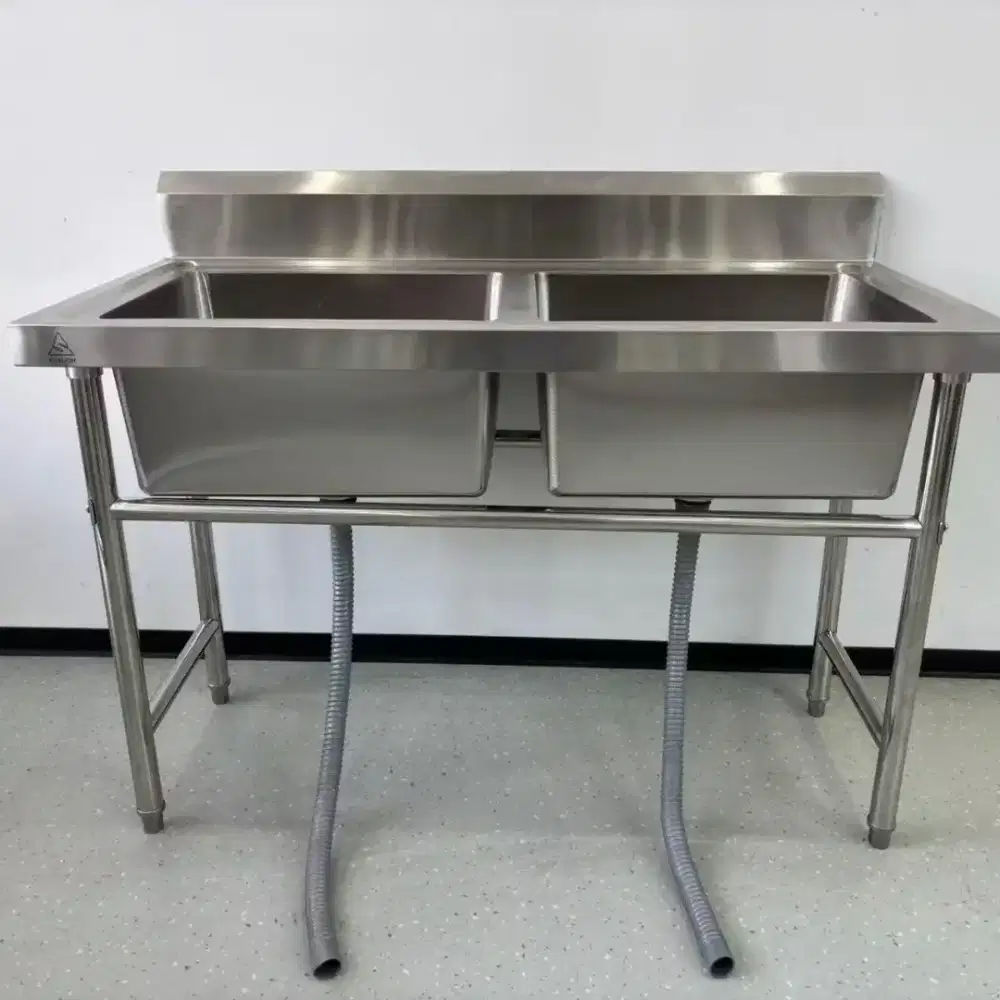 Kitchen Sink Bak Cuci Piring Dapur Restoran 2 Lubang Stainless Steel