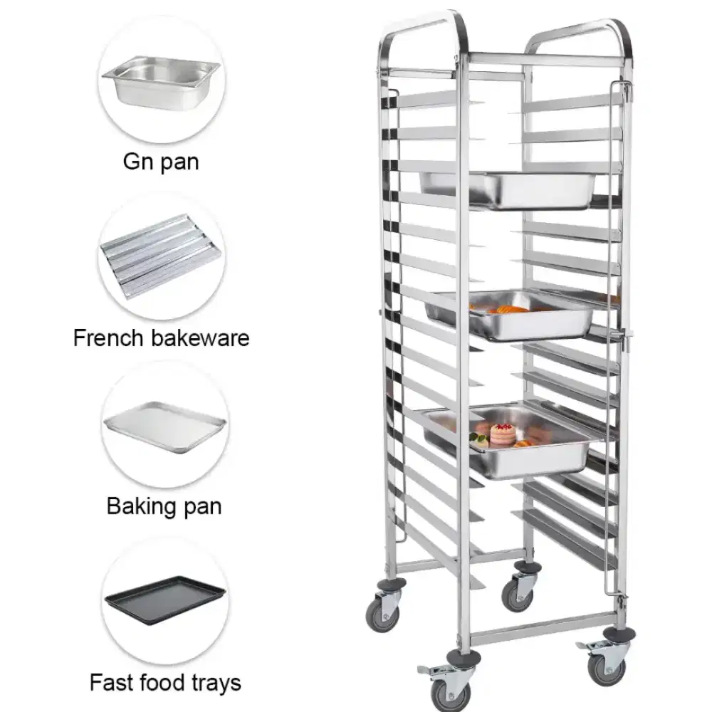 Rak Troli Tempat Loyang Roti Bakery 15 Susun Stainless Steel