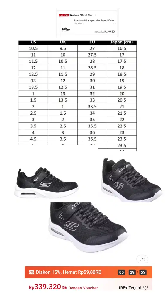 Sepatu skechers anak original shopee