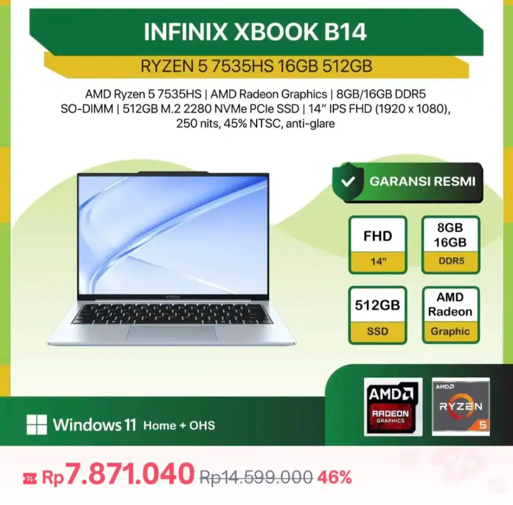 INFINIX XBOOK B14 8/512 RYZEN 5