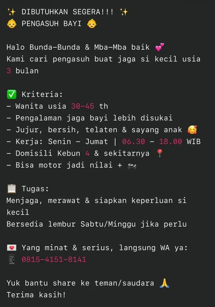 Pengasuh Anak Bayi