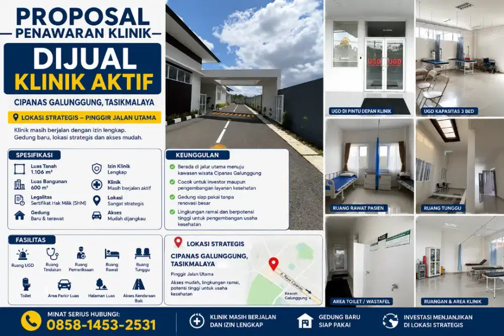 Klinik di jual lokasi di tasik gunung galunggu