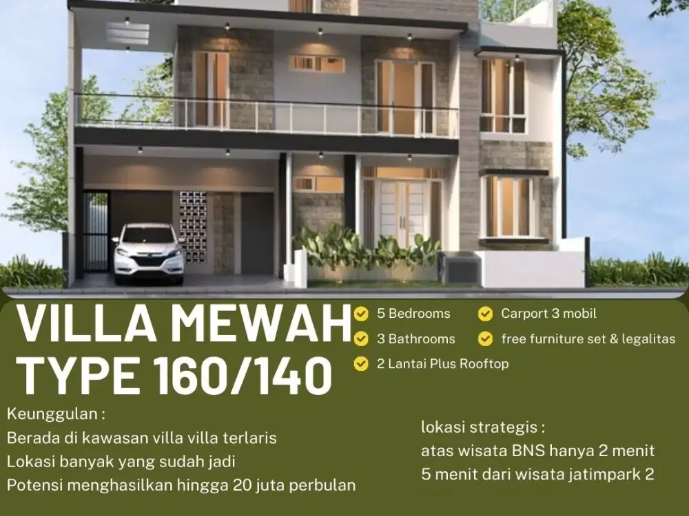 DAPATKAN VILLA DI KOTA BATU FULL FURNITURE