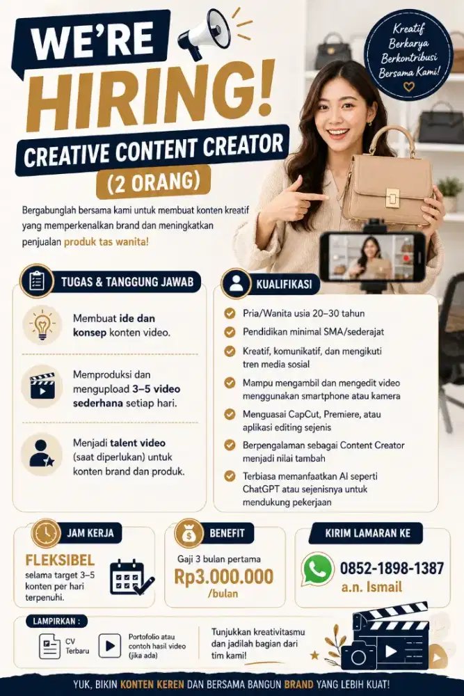 Dibutuhkan segera Creative Content Creator