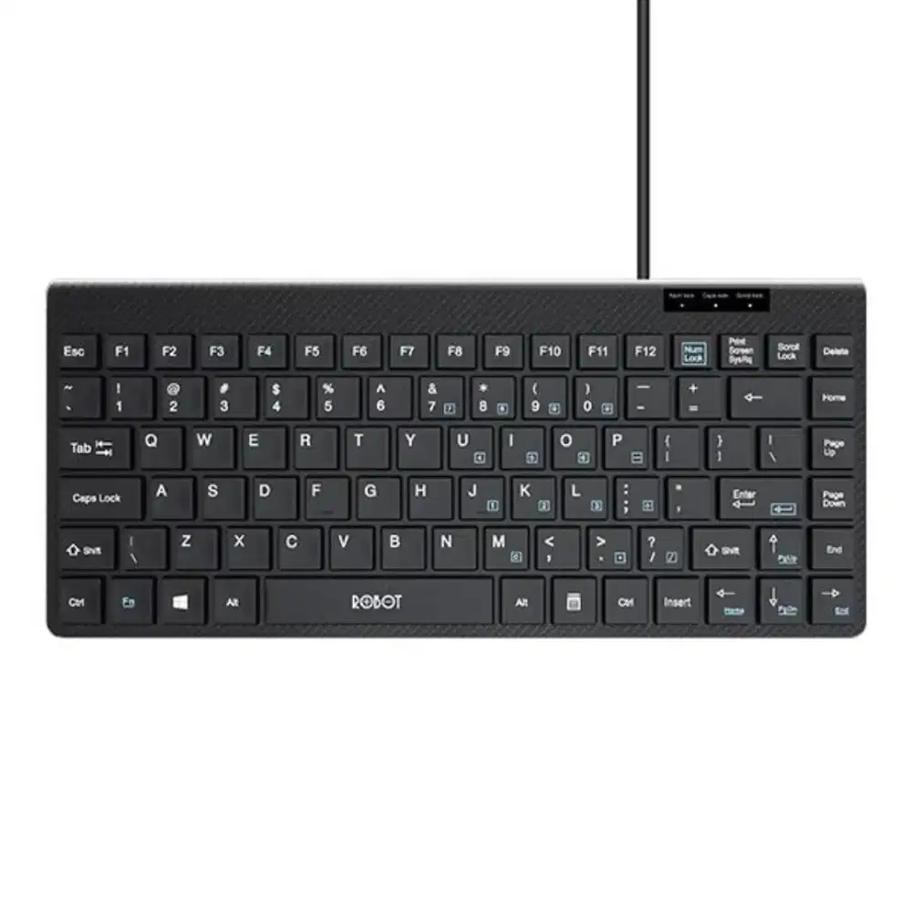 ROBOT RK10 Mini USB Wired Keyboard Ultra-Thin Black Original