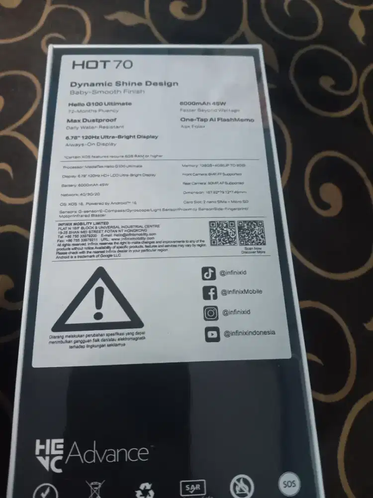 Jual HP infinix hot 70 ram 4+4/128 gb