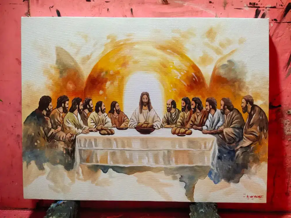 Dijual lukisan kanvas yesus 90x130 cm