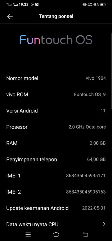 Vivo Y12 Normal Terawat