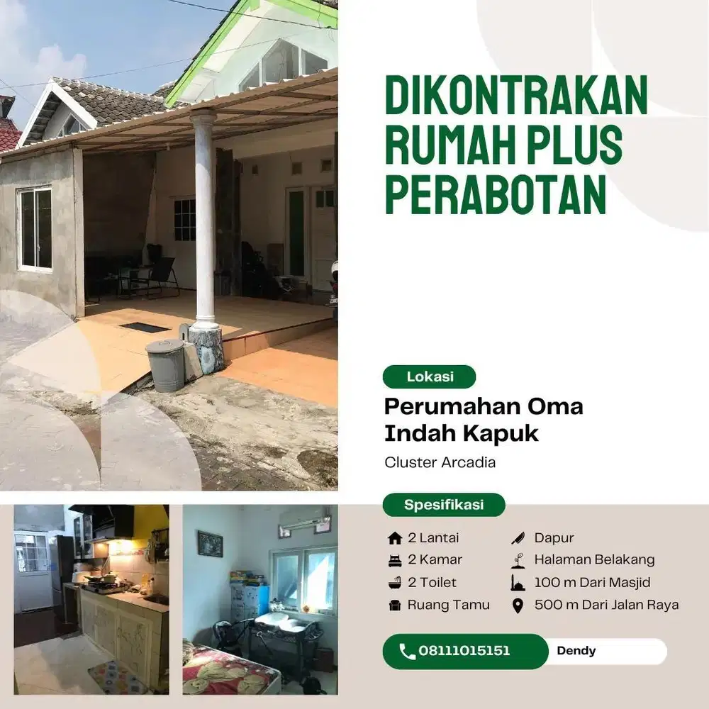 Di kontrakkan rumah di Perumahan Oma Indah Kapuk Cluster Arcadia