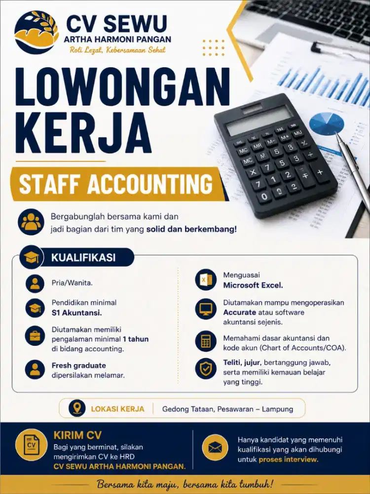 LOWONGAN KERJA - STAFF ACCOUNTING