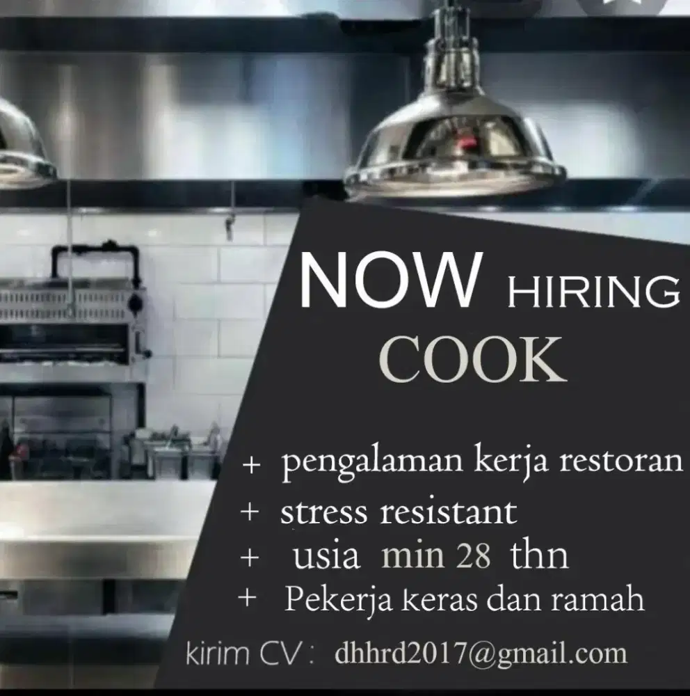 NOW HIRING COOK HELPER