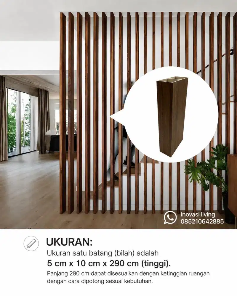 Kisi-Kisi WPC 5x10x290cm Partisi Ruangan Motif Kayu Premium