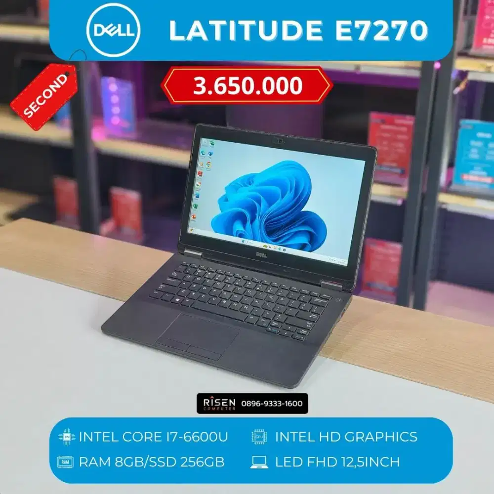 DELL LATITUDE E7270 Intel Core I7-6600U RAM 8GB SSD 256GB FHD 12,5inch