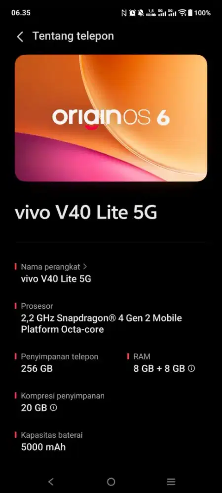 Dijual Vivo V40 Lite 5G 256gb