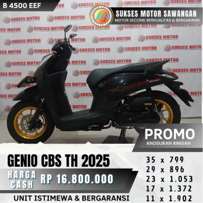 BERGARANSI GENIO CBS TH 2025 UNIT MULUS ISTIMEWA BISA CASH KREDIT